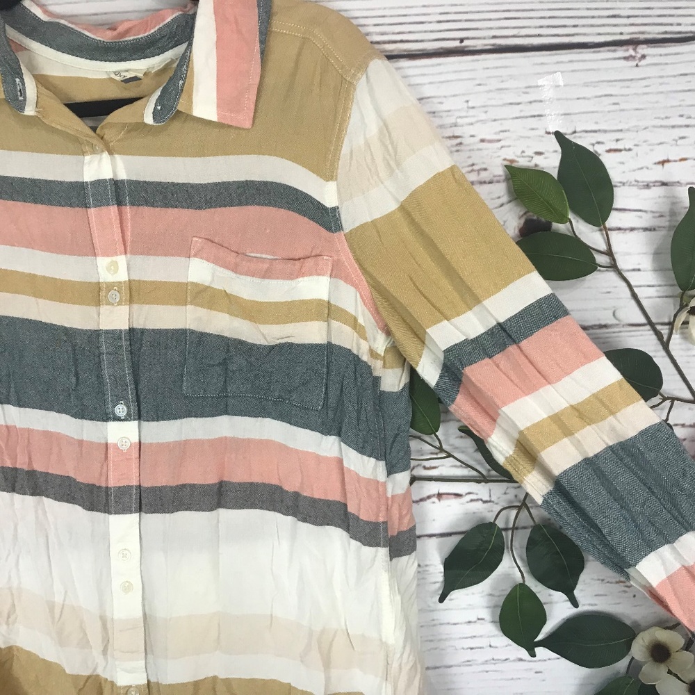 Roxy Size Medium Button Down Striped Pastel Collar - image 3